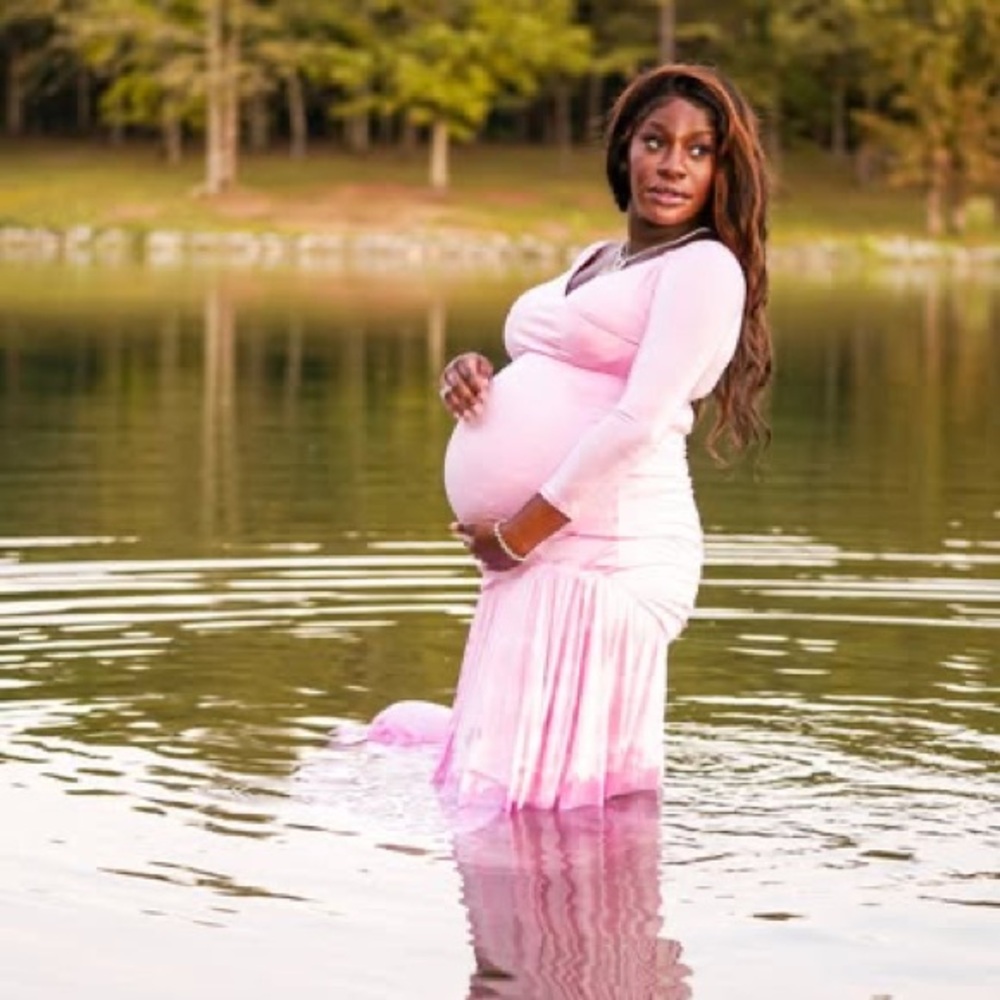 Maturity Soft Pink Mermaid Maxi Gown